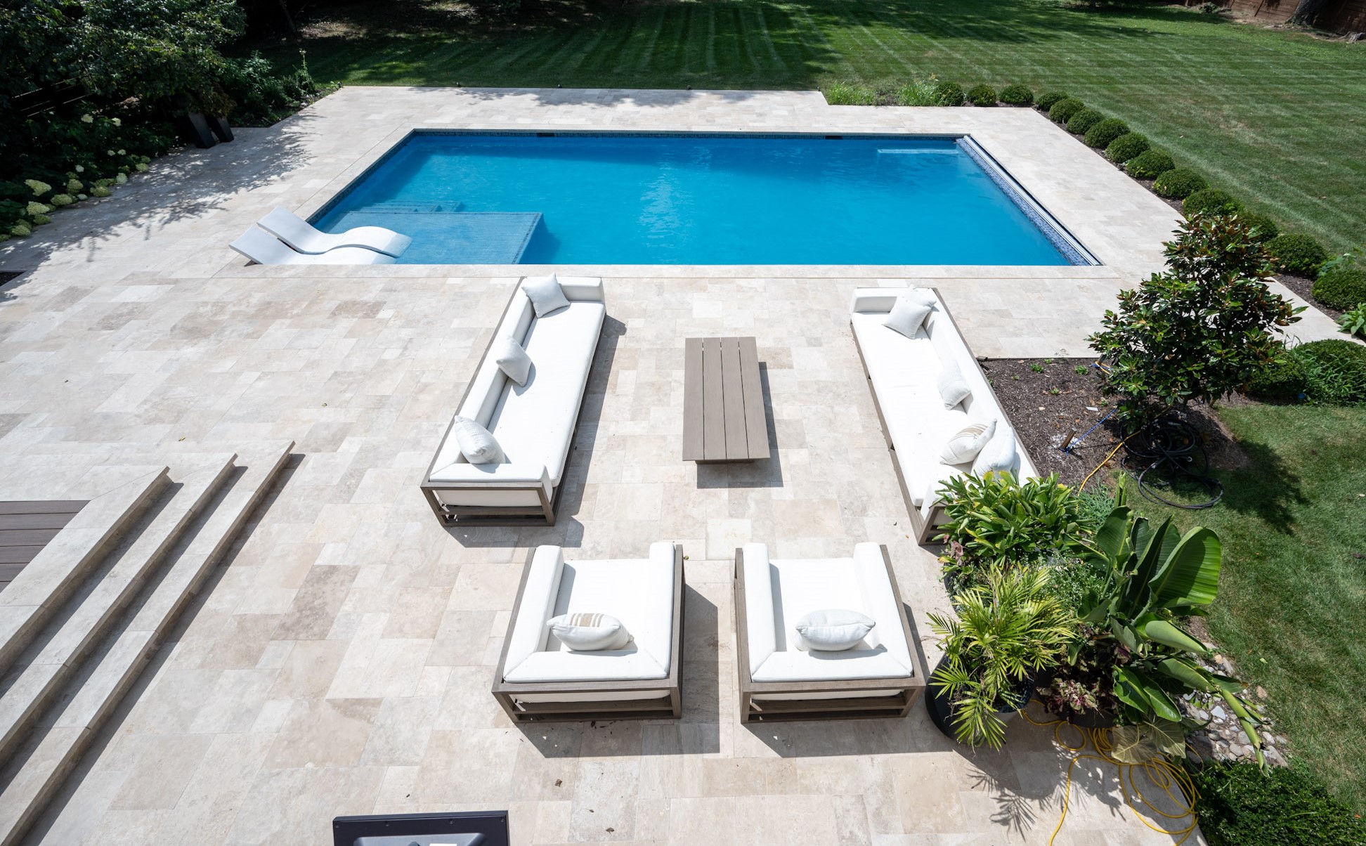 Aerial view of custom pool build